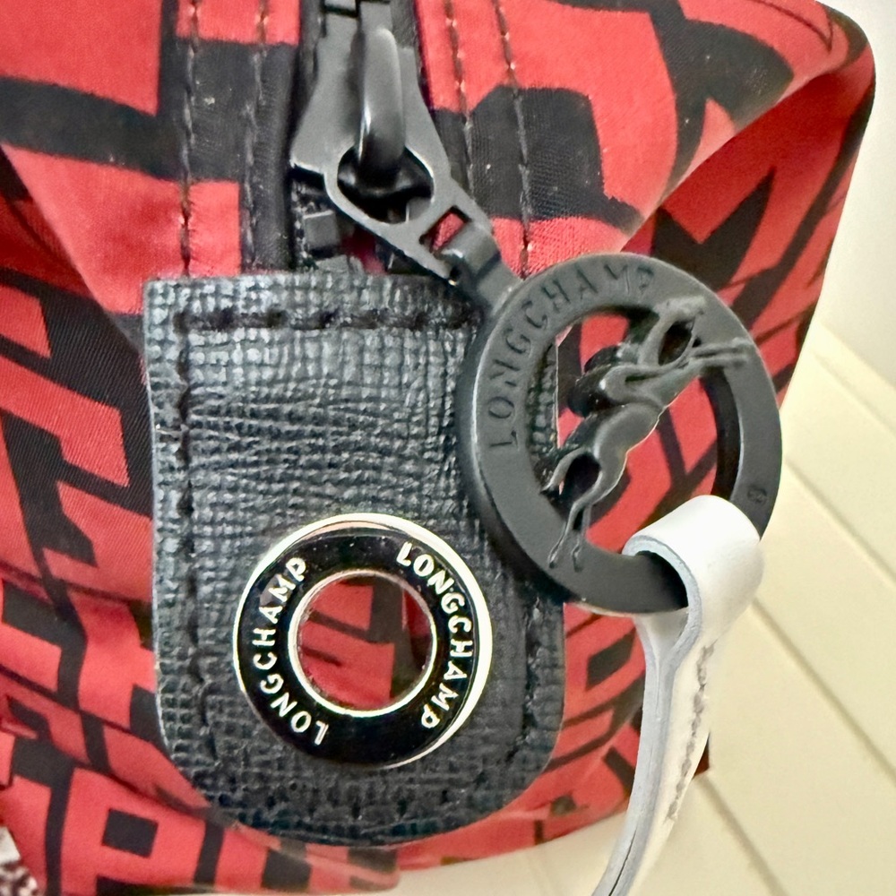 Longchamp Le Pliage Print Red & Black Logo Tote - Picture 5 of 16